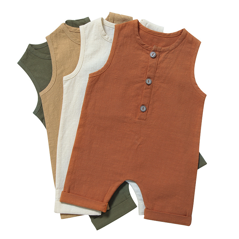 Baby Summer Linen Sleeveless Jumpsuit - Tutine Estive per Neonati e Bambini,