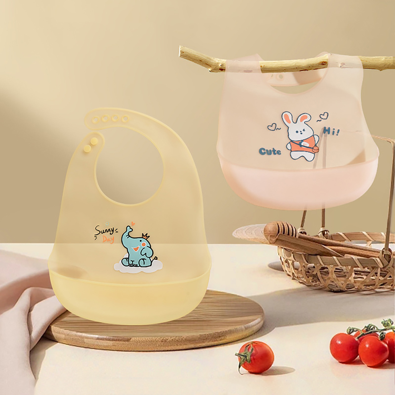 Waterproof Baby Bibs Silicone - Bavaglino in Silicone per Neonati 0-1