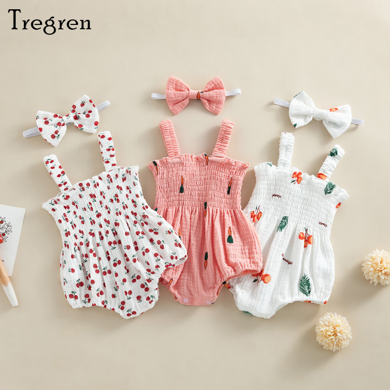 Baby Summer Linen Sleeveless Jumpsuit - Tregren Neonate Pagliaccetti Estate Neonato Ragazze