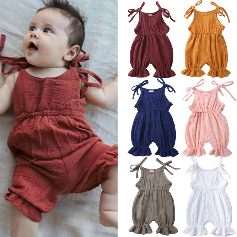 Abiti estivi abbigliamento da  - Baby Summer Linen Sleeveless Jumpsuit recensione e prezzo